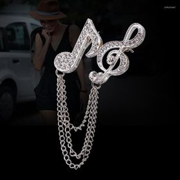 Brooches Starbeauty Musical Note Rhinestone Brooch Pin For Women Men Tassel Chain Broches Scarf Buckle Wedding Accessory