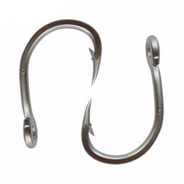 Fishing Hooks 50pcs 10884 Stainless Steel Fishing Hooks White Strong Big Game Fish Tuna Bait Fishhook Size 30 40 50 60 70 80 90 100 230619