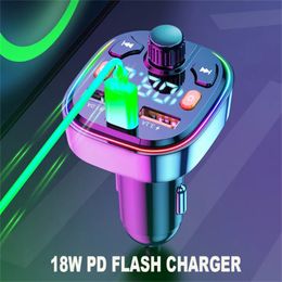 LED Backlight Bluetooth 5.0 FM Transmitter Car MP3 U Disc Player Handsfree Car Kit Dual USB QC 3.0+PD Type C Fast Charger