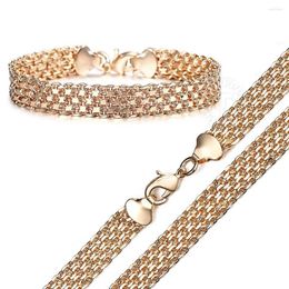 Серьги ожерелья набор 10/12 мм Big 585 Rose Gold Color Double Plaving Rolo Cable Burb Burb Bracelet Bracelet Jewelry для мужчин женщин DCSM02