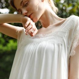 Women's Sleepwear Fashion Viscose White Color Nightgowns Loose Short Sleeve Summer Elegant Night Dress For Women Home