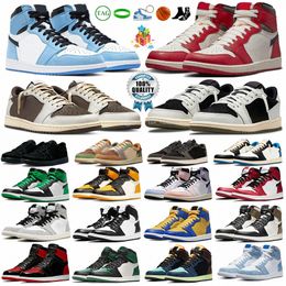 OG 1 Basketbol Ayakkabıları Kayıp ve Bulundu 1S Chicago Üniversitesi Mavi Zeytin Beyaz Siyah Hayalet Ters Mocha Concord Voodoo Lucky Green Erkek Kadın Sneakers