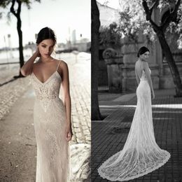 Gali Karten Lace Mermaid Wedding Dresses Backless Spaghetti Straps Lace Appliqued Wedding Bridal Gowns robe de mariee296f