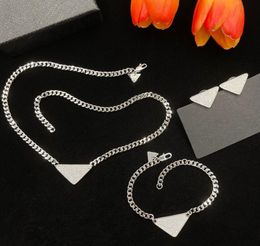 Simple Inverted triangle necklace letter diamond set fashion new high-end jewelry