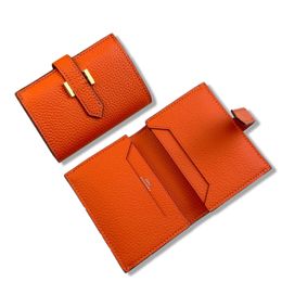 Top Original Leather Designer Card Holder Fashionable Passport Cover with Card Holder Orange Leather Wallet for Women and Men Lady card bags Purse Case with Gift Box