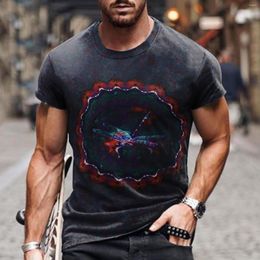 Men's T Shirts Men's Spring And Summer Top Casual Retro Distressed Printed Vintage O Neck Fashion Short-sleeved Shirt