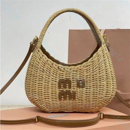 Clásicos de mujer Correa de hombro de cuero Bolso de axila Wander bolso tejido de mimbre dama Bolso de hombro trenzado de paja Bolsos cruzados de calidad superior Bolsas de cosméticos Totes