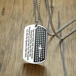 Pendant Necklaces Vintage Prayer Bible Verse Cross Tag Stainless Steel Dog Necklace Men's Christian Amulet Jewellery Gift