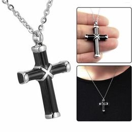 Chains Long Laye Necklaces Simple Heart Necklace 1Pcs Black And Sliver Ashes Holder Stainless Memorial For Men Women