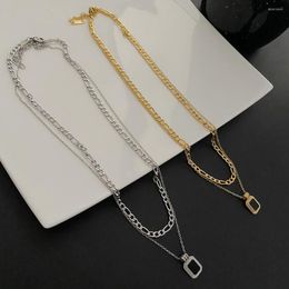Pendant Necklaces Fashion Stainless Steel Fine Double Layer Black Enamel Neckalce Sexy Layers Chain Choker For Women Gift