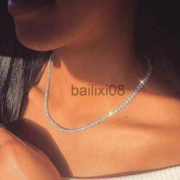 Pendant Necklaces Sexy Choker Iced Out Tennis Chain Neckle For Women Luxury Cubic Zircon Crystal Short Hiphop Neck cessories Jewellery OHN016 J230620