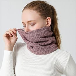 Scarves 2023 Solid Women Ring Neck Unisex Winter Scarf Knit Thick Fur Bandana Cotton Men Outdoor Warm Soft Collar Wraps