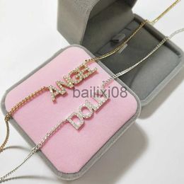 Pendant Necklaces DODOAI 9mm Letters Custom Name Neckles Diamond Neckles With Letters Numbers Personaliz Crystal Neckle Pendant for Women J230620