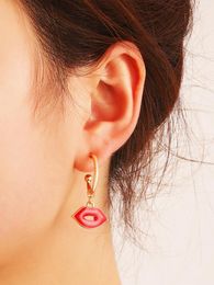 Dangle Earrings Creative Sexy Red Lip Female Personality Exaggerated C-type Crochet Trend