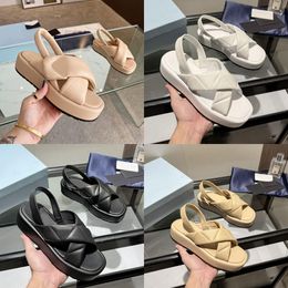 Designer Sandals Soft Bottom Jelly Women's Shoes Triangle Label Sandals Slippers Thick Bottom Open Toe Sandals Bread Shoes Mid Heel Roman Shoes