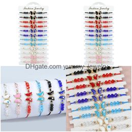 Chain Summer 12Pc/Set Colorf Butterfly Girl Hand Act The Role Of Bracelet Party Girls Boys Adjustable Braided Set Drop Delivery Otjiq