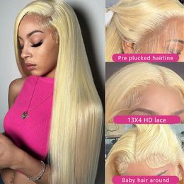 Blonde 4*4 Lace Closure Wigs Brazilian Remy Human Hair 12-26 Inch Straight Blonde Lace Front Wigs 150% Density