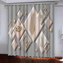 Curtain Luxury Blackout 3D Window Curtains For Living Room Pink Geometry Personality