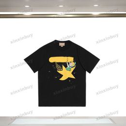 xinxinbuy Men designer Tee t shirt 23ss Love Star child print short sleeve cotton women black apricot XS-2XL