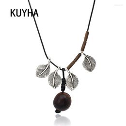 Pendant Necklaces Wood Charm Design Fashion Jewellery Handmade Long Sweater Vintage Present Accessories