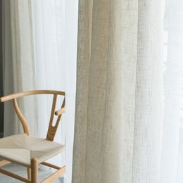 Curtain Modern Japanese style linen curtain Thicken gauze contracted bedroom wave window balcony shading screen 230619