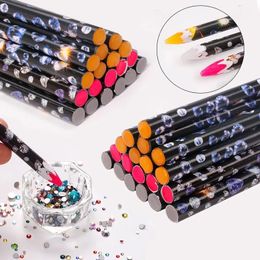 Dotting Tools 12pcs Wax Pen Pencil 3 Colour Nail Art Selfadhesive s Gems Drilling Picking Picker Tips Dot Drill Crayons 230619