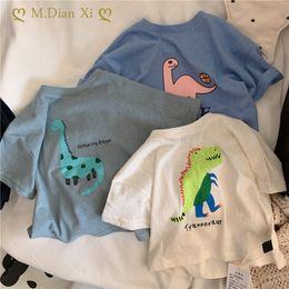 T-shirts Kids Clothes Skin Friendly Snowflake Cotton Children Casual Loose Short-sleeved T-shirt Dinosaur Print Breathable Top T-shirt 230619