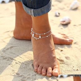 Anklets Beaded Doublelayer Anklet Bracelet Ladies Feet Unlimited Endless Love Symbol Beach Adjustable Sandals Female Drop Delivery Je Dhcgm