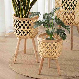 Planters Pots Good Plant Stand Wisteria Flowerpot Basket No Rough Edge Stable Base Freestanding Flower Basket Woven Plant Display Stand R230620