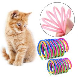 Pet Toys Cat Spring Toy Plastic Colourful Coil Spiral Springs Training Toys Kitten Interactive Spring Cat Accessories Pet Supplie 1Set=4pcs