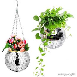 Planters Pots 5 Colours Christmas Decor Disco Ball Planter Vase Wall Hanging Planter Pot Flower Pots Rope Hanging Flowerpot Balcony Home Decor R230620