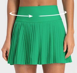 lu-383 Pleated Skirts Yoga Outfits Tennis Golf Sports Shorts with Inside Pocket Women's Leggings Quick Dry Breathable Pants Running Exercise Fitness Gym Clothes 633s