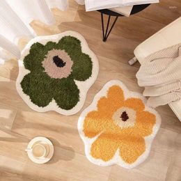 Carpets Bedroom Bedside Dressing Table Chair Non-Slip Door Mat Nordic INS Style Floral Shape Carpet Children's Room Decor Area Rugs