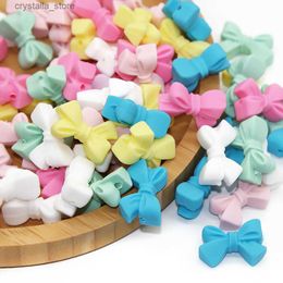 Cute-Idea 10PCs Silicone Bow Beads Baby Teething Chewable Teether infants Pacifier Chain Toy Accessories Baby Product Food Grad L230518