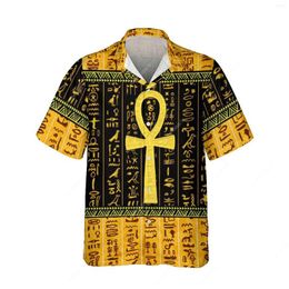 Men's Casual Shirts Jumeast 3D Printed African Egypt Ankh Hawaiian Button Shirt For Men Characters Symbol Beach Tees Women Blouse YK2 Drip