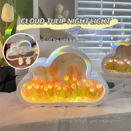 Table Lamps DIY Cloud Tulip LED Night Light Girl Bedroom Ornaments Creative Po Frame Mirror Bedside Handmade Birthday Gifts