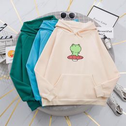 Women's Hoodies Mushroom Cute Frog Hoodie Harajuku Aesthetic Clothing Spring Autumn Kawaii Graphic Women Vintage Sudadera Mujer