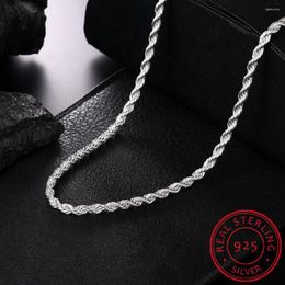 Chains 925 Sterling Silver 16/18/20/22/24 Inch 4mm Twisted Rope Chain Necklace For Women Man Wedding Charm Jewellery Colar De Prata