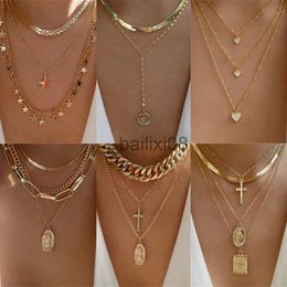 Collane con ciondolo Bls-mirle Moda color oro a forma di cuore Neckle per le donne Trendy multi-strato ciondolo collane Set gioielli regali J230620