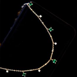 Pendant Necklaces 2022 925 Sterling Silver AAAA Green Zircon Choker Neckle For Women Chic Elegant Mori Style Luxury Neckle Festival Jewellery J230620