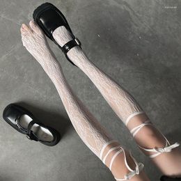 Women Socks Sexy Straps Split Toes Sweet Japanese Lolita Tube Mesh Middle For Girls Student Jk Lace Breathable White