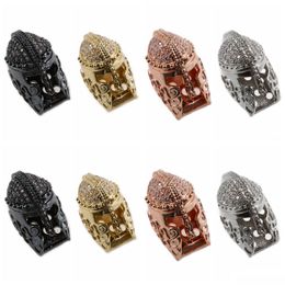 Metals Knight Helmet Space Beads For Jewellery Diy Bracelet Making Fashion Metal Brass Micro Pave Crystal Geometry Alloy Cz Rhinestone Dhqia