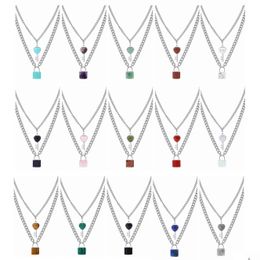 Pendant Necklaces Qimoshi Dainty Layered Lock And Key Choker Jewellery For Men Girl Boys Women Gemstone Chain Necklace Girls Drop Deli Dhnbz