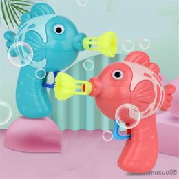 Sand Play Water Fun Cute Fish Soap Water Gun Blower Machine Toy For Kids Children Manual Gun Blower Swimming Pool Cartoon Toy R230620