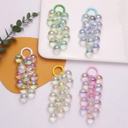 Keychains Cute Acrylic Transparent Grape Pendant Colourful Jelly Mobile Phone Rope Hanging Airpods Case Decoration For Women Girl