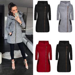 Women's Jackets Europe And America Spring Autumn Outerwear For Women 2023 Fashion Ladies Long Sleeve Hooded Solid Zipper Coats