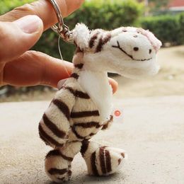 Keychains Special Gray Tiger Key Chain Classic 3D Model Stuffed Animal Keyring Soft Doll Keyfob Gift For Lover