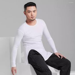 Stage Wear O Neck Long Sleeve Tops Male Latin Dance Cloth For Men Ballroom Samba Rumba Performance Dancewear NY63 7127