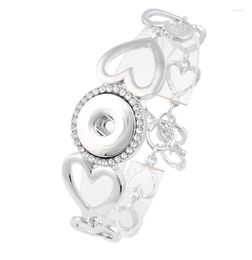 Charm Bracelets Metal Xinnver Snap Bracelet Fashion Heart DIY Charms Bangles Fit 18mm Buttons Jewellery For Women ZE073