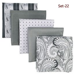 Handkerchiefs 5 Pieces Assorted Mens Pocket Square Silk Handkerchief Set Colourful Large Accessories Gift Party 230619